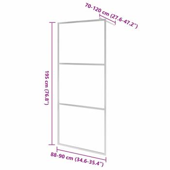Begehbare Duschwand mit voll mattiertem ESG-Glas 90x195 cm