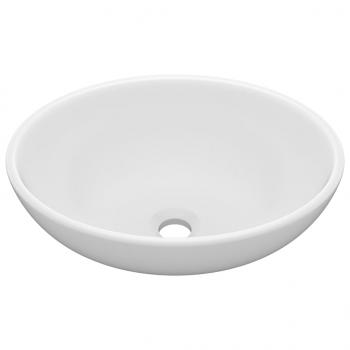 Luxuriöses Ovales Waschbecken Matt Weiß 40x33 cm Keramik