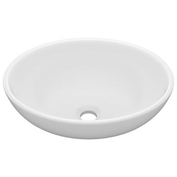 Luxuriöses Ovales Waschbecken Matt Weiß 40x33 cm Keramik
