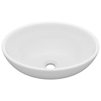 Luxuriöses Ovales Waschbecken Matt Weiß 40x33 cm Keramik