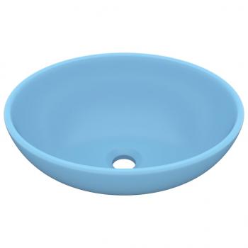 Luxuriöses Ovales Waschbecken Matt Hellblau 40x33 cm Keramik