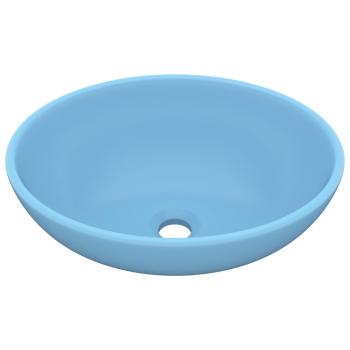 Luxuriöses Ovales Waschbecken Matt Hellblau 40x33 cm Keramik