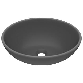 Luxuriöses Ovales Waschbecken Matt Dunkelgrau 40x33 cm Keramik