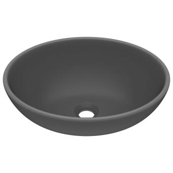 Luxuriöses Ovales Waschbecken Matt Dunkelgrau 40x33 cm Keramik