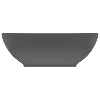 Luxuriöses Ovales Waschbecken Matt Dunkelgrau 40x33 cm Keramik