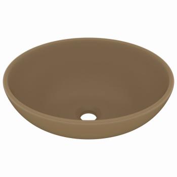 Luxuriöses Ovales Waschbecken Matt Creme 40x33 cm Keramik