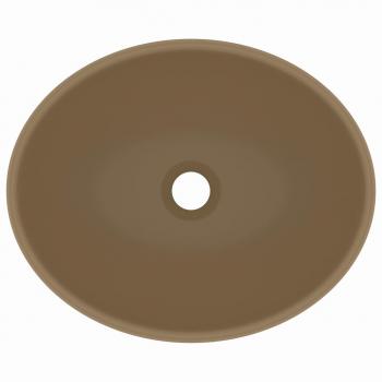 Luxuriöses Ovales Waschbecken Matt Creme 40x33 cm Keramik