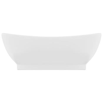 Luxus-Waschbecken Überlauf Oval Matt-Weiß 58,5x39 cm Keramik   