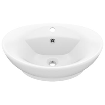 Luxus-Waschbecken Überlauf Oval Matt-Weiß 58,5x39 cm Keramik   