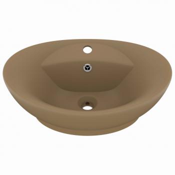 Luxus-Waschbecken Überlauf Oval Matt Creme 58,5x39cm Keramik   
