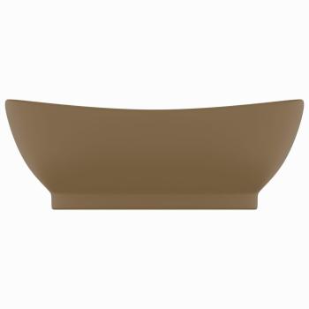 Luxus-Waschbecken Überlauf Oval Matt Creme 58,5x39cm Keramik   