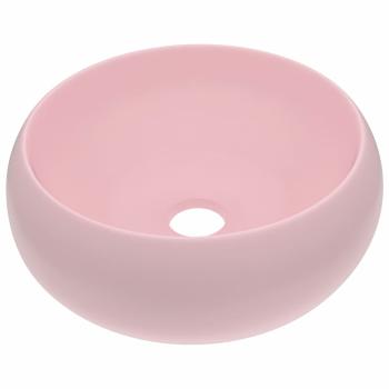 Luxuriöses Waschbecken Rund Matt Rosa 40x15 cm Keramik