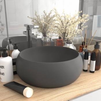 ARDEBO.de - Luxuriöses Waschbecken Rund Matt Dunkelgrau 40x15 cm Keramik