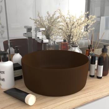 ARDEBO.de - Luxuriöses Waschbecken Rund Matt Dunkelbraun 40x15 cm Keramik