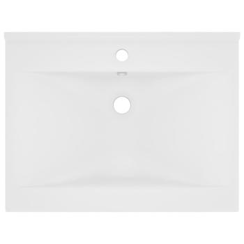 Luxus-Waschbecken mit Hahnloch Matt-Weiß 60x46 cm Keramik 