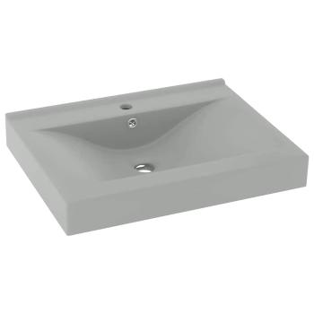 Luxus-Waschbecken mit Hahnloch Matt-Hellgrau 60x46 cm Keramik 