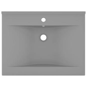 Luxus-Waschbecken mit Hahnloch Matt-Hellgrau 60x46 cm Keramik 