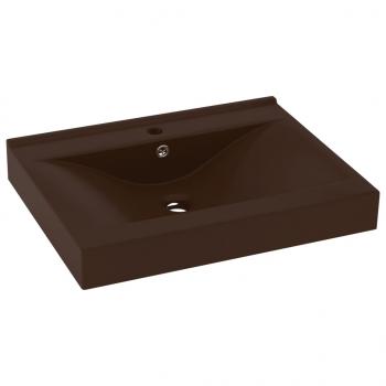 Luxus-Waschbecken mit Hahnloch Matt-Dunkelbraun 60x46cm Keramik