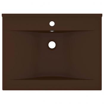 Luxus-Waschbecken mit Hahnloch Matt-Dunkelbraun 60x46cm Keramik