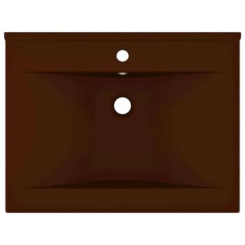Luxus-Waschbecken mit Hahnloch Matt-Dunkelbraun 60x46cm Keramik