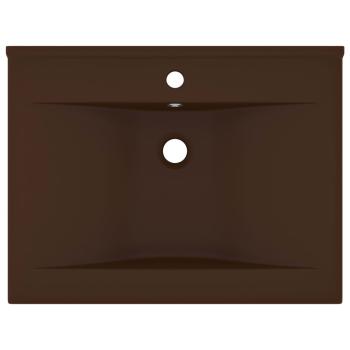 Luxus-Waschbecken mit Hahnloch Matt-Dunkelbraun 60x46cm Keramik