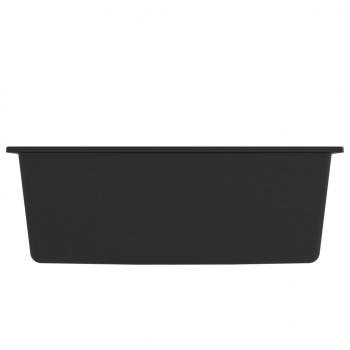 Küchenspüle mit Überlauf Schwarz Granit