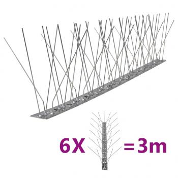ARDEBO.de - 6-tlg. Vogelabwehr-Spikes-Set 3 m Edelstahl 5-reihig