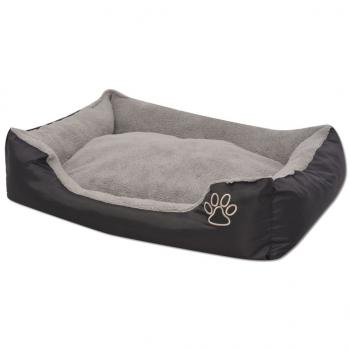 Hundebett mit gepolstertem Kissen Größe XL Schwarz