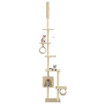 ARDEBO.de - Katzen-Kratzbaum mit Sisal-Kratzsäulen 260 cm Beige
