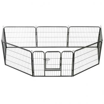 Hunde-Laufgitter 8 Paneele Stahl 60 x 80 cm Schwarz