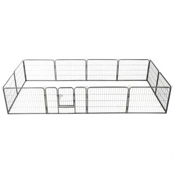 ARDEBO.de - Hunde-Laufgitter 12 Paneele Stahl 80x60 cm Schwarz