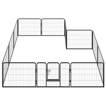 Hunde-Laufgitter 12 Paneele Stahl 80x60 cm Schwarz