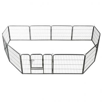 Hunde-Laufgitter 12 Paneele Stahl 80x60 cm Schwarz