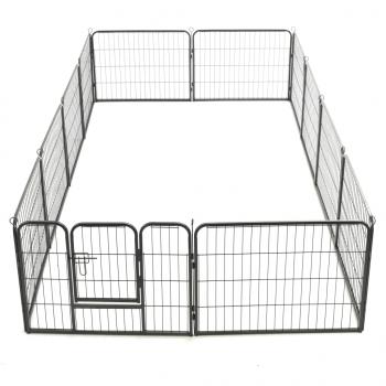Hunde-Laufgitter 12 Paneele Stahl 80x60 cm Schwarz