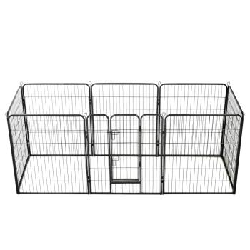 Hunde-Laufgitter 8 Paneele Stahl 80 x 100 cm Schwarz