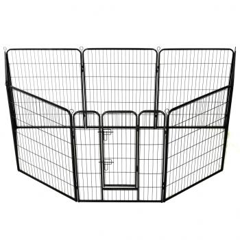 Hunde-Laufgitter 8 Paneele Stahl 80 x 100 cm Schwarz