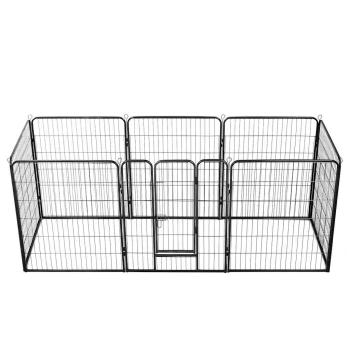 Hunde-Laufgitter 8 Paneele Stahl 80 x 100 cm Schwarz