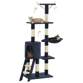 ARDEBO.de - Katzen-Kratzbaum mit Sisal-Säulen 138 cm Dunkelblau