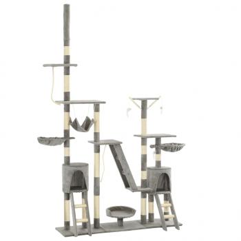 ARDEBO.de - Katzen-Kratzbaum mit Sisal-Kratzsäulen 230 - 250 cm Grau