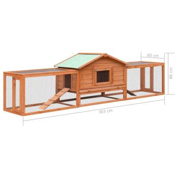 Kaninchenstall 310x70x87 cm Kiefernholz & Tannenholz