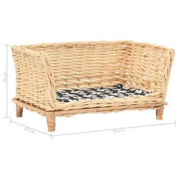 Hundekorb mit Kissen 50x33x30 cm Natur Weide