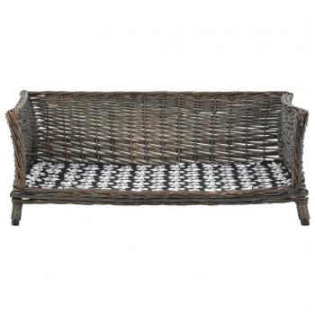 Hundekorb mit Kissen Grau 90x54x35 cm Natur Weide