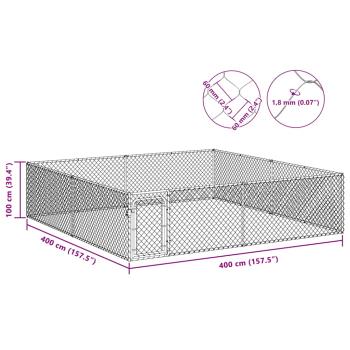 Outdoor-Hundezwinger Verzinkter Stahl 4 x 4 x 1 m
