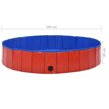 Hundepool Faltbar Rot 160 x 30 cm PVC