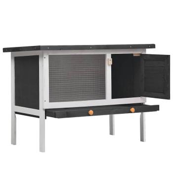 Kaninchenstall 1 Ebene Grau Holz