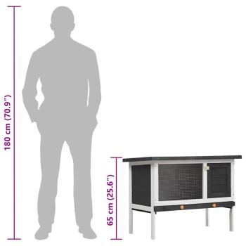 Kaninchenstall 1 Ebene Grau Holz
