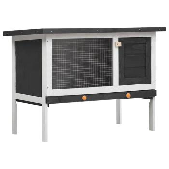 Kaninchenstall 1 Ebene Grau Holz