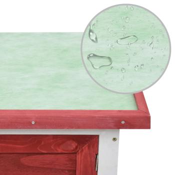 Kaninchenstall 1 Ebene Rot Holz