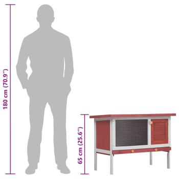Kaninchenstall 1 Ebene Rot Holz