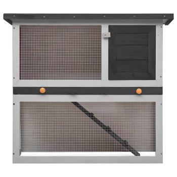 Kaninchenstall 1 Tür Grau Holz